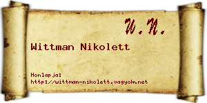 Wittman Nikolett névjegykártya